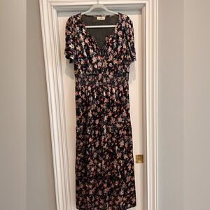 Natural Life Black Floral Velvet Dress